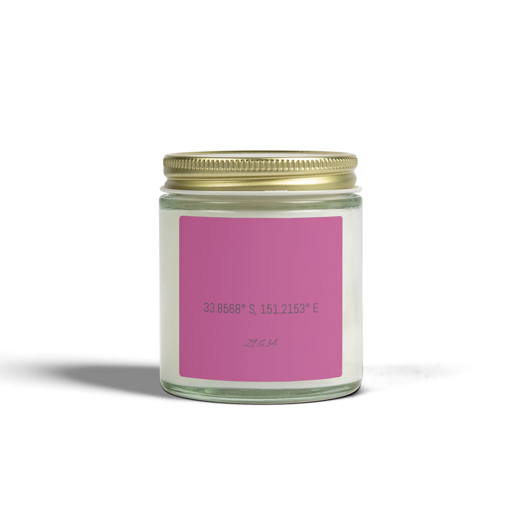 Personalised Scented Candle with your coordinates, 4oz clear jar