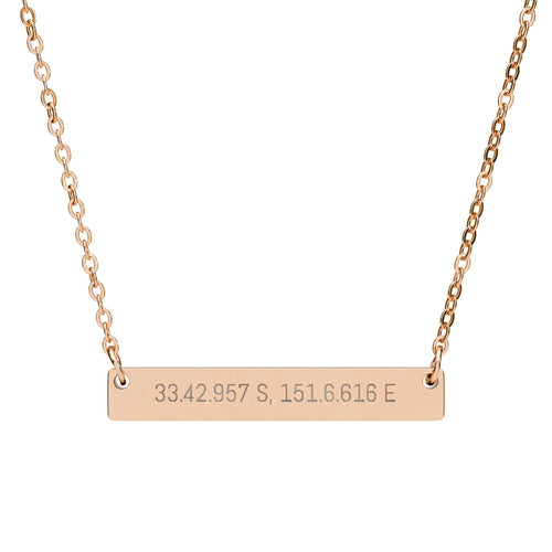 Personalised Horizontal Bar Necklace with your coordinates
